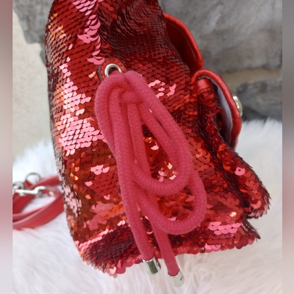 Coach Red Sequin Poppy Spotlight Tote Shoulder Bag - Picture 7 of 16